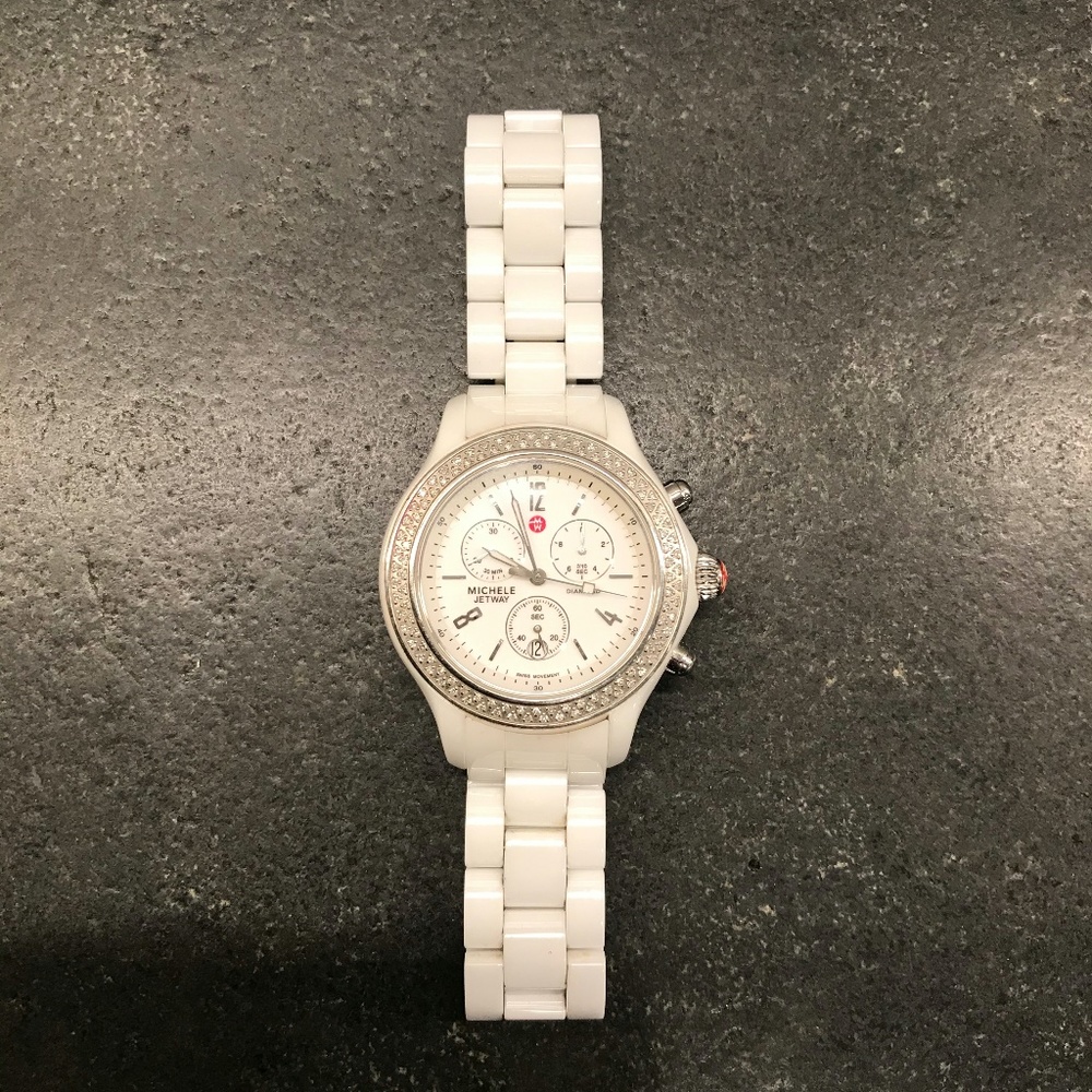 White Jetway Ceramic Diamond Ladies 38mm